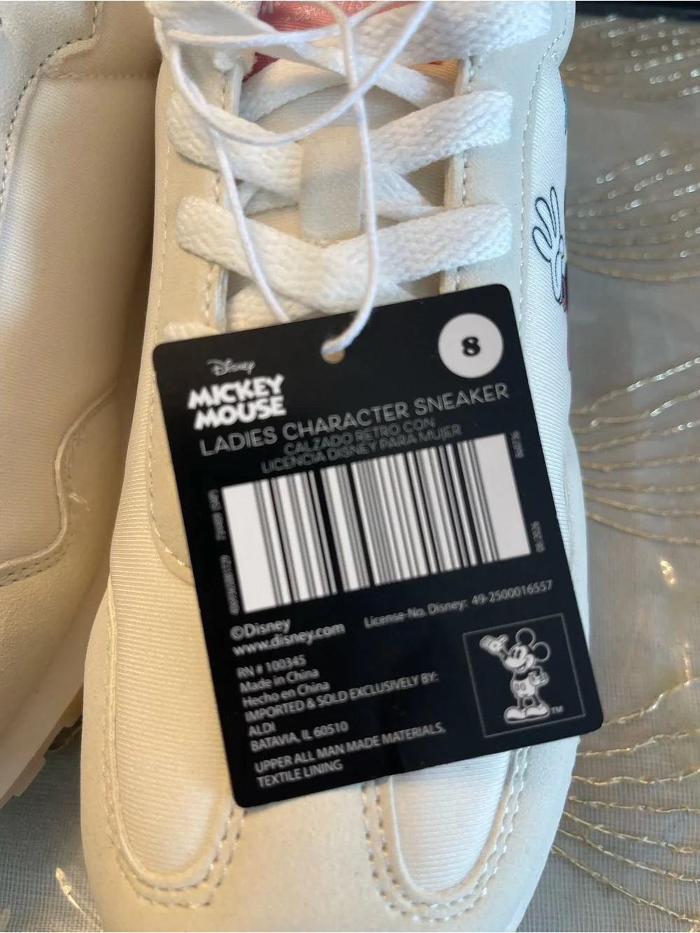 Disney White and Pink women’s ' Mickey & Friends Sneakers with Character Graphic